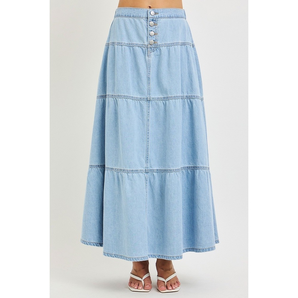 RISEN High Rise Ruffle Long Skirts - Large - Picture 3 of 6